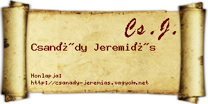 Csanády Jeremiás névjegykártya